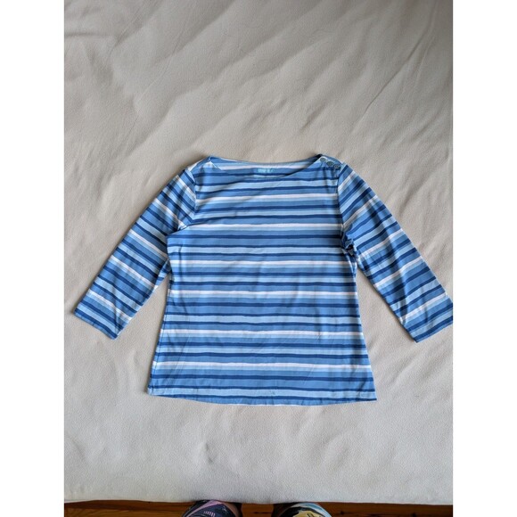 J. McLaughlin Wavesong Blue Striped Catalina Cloth Top Blouse Shirt Size XXL - Picture 1 of 7